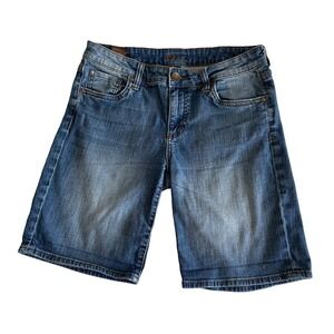 Kut From The Kloth Denim Bermuda Shorts Size 2 Blue Stretch Mid Rise Distressed